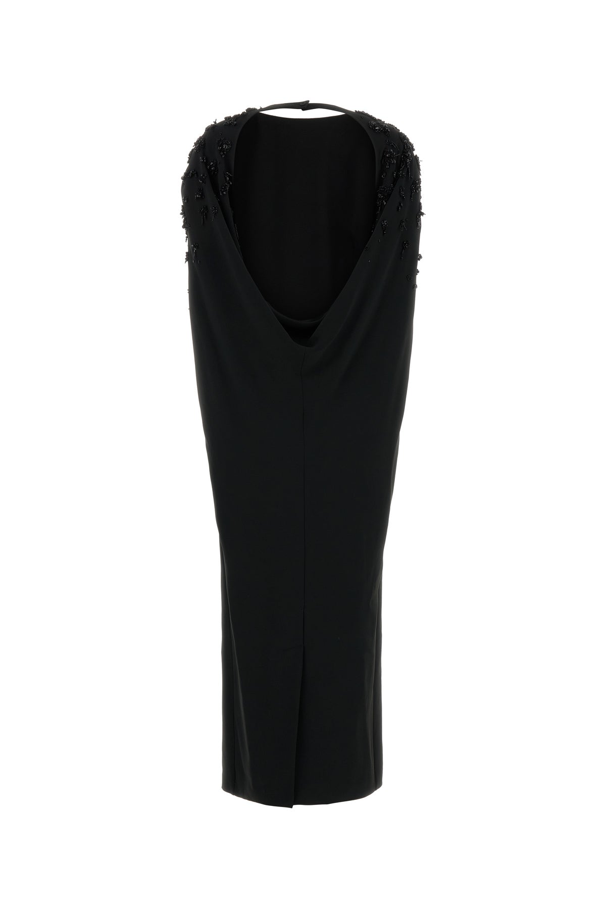 ALBERTA FERRETTI Abito lungo in crepe stretch nero, view 2