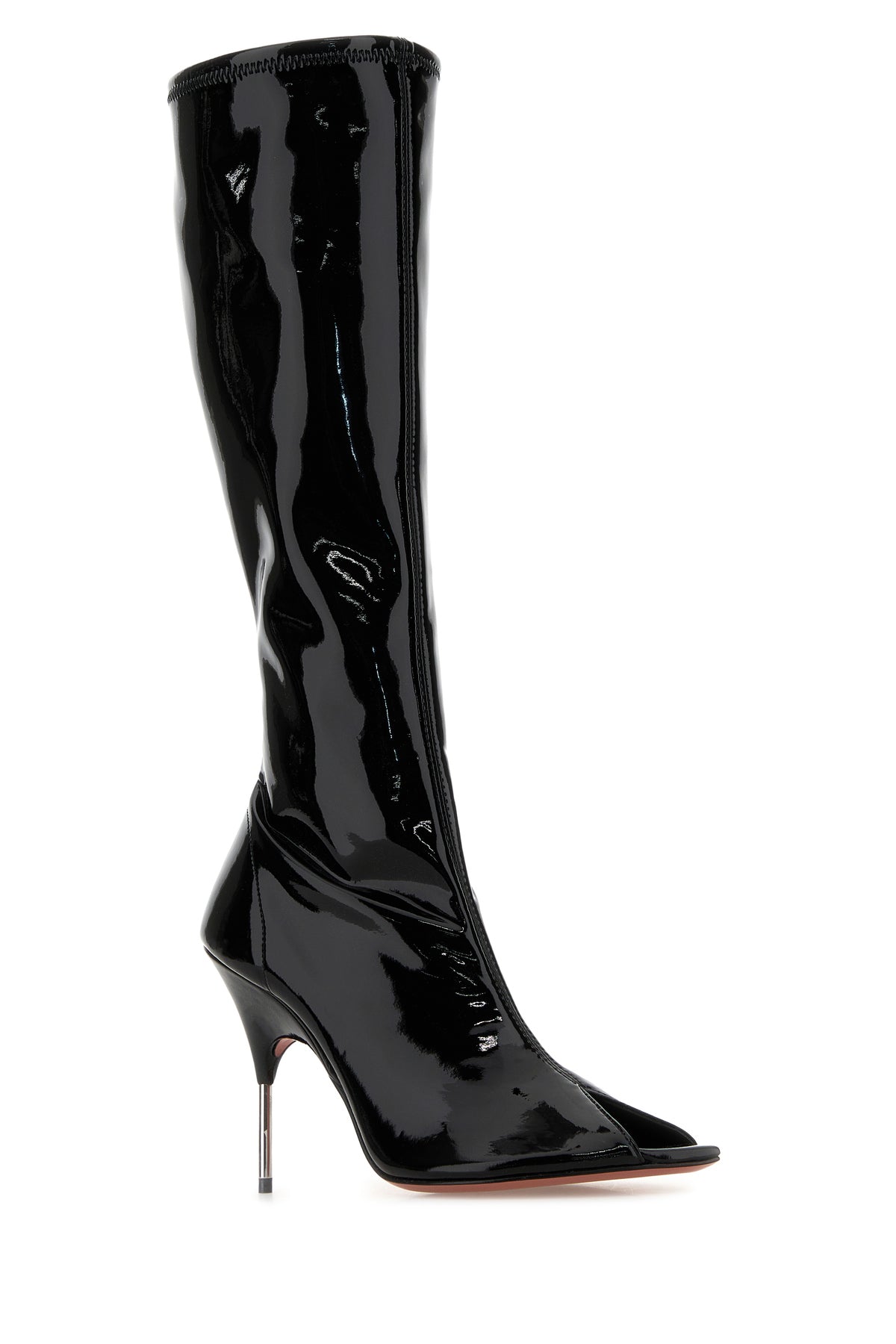 Amina Muaddi Stivali Bruna in vinile nero
