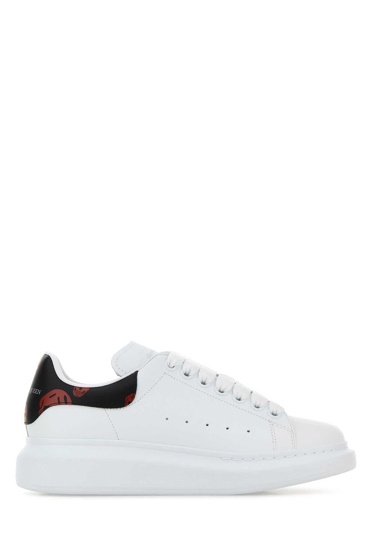 Alexander McQueen Sneakers in pelle bianca con tallone in pelle stampata