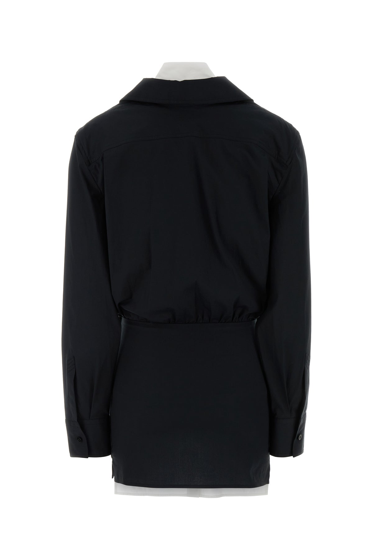 The Attico Mini abito in popeline stretch nero, view 2