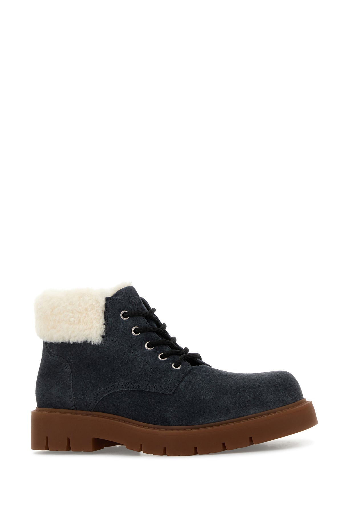 Bottega Veneta Stivaletti Haddock  in pelle scamosciata blu denim, view 2