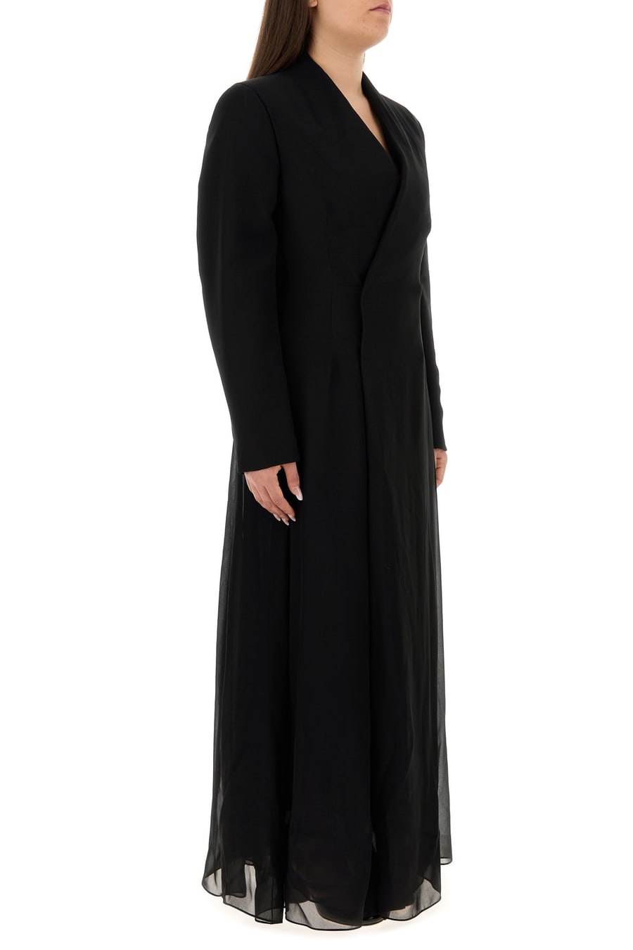 Maison Margiela Abito giacca nero in crepe e twill, view 3