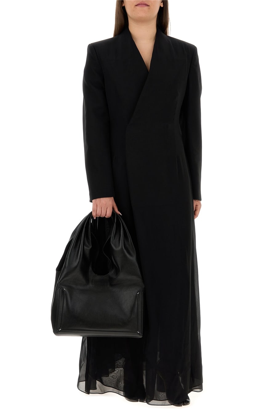 Maison Margiela Abito giacca nero in crepe e twill, view 6
