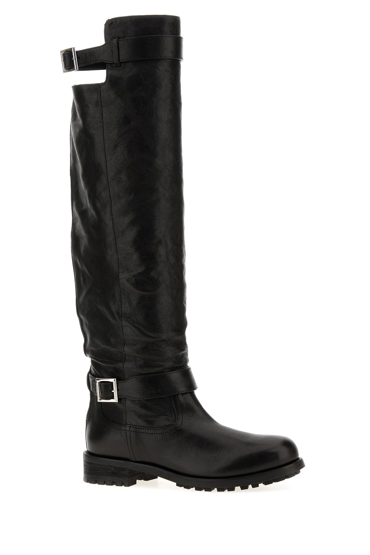Jimmy Choo Stivali Biker in pelle nera, view 2