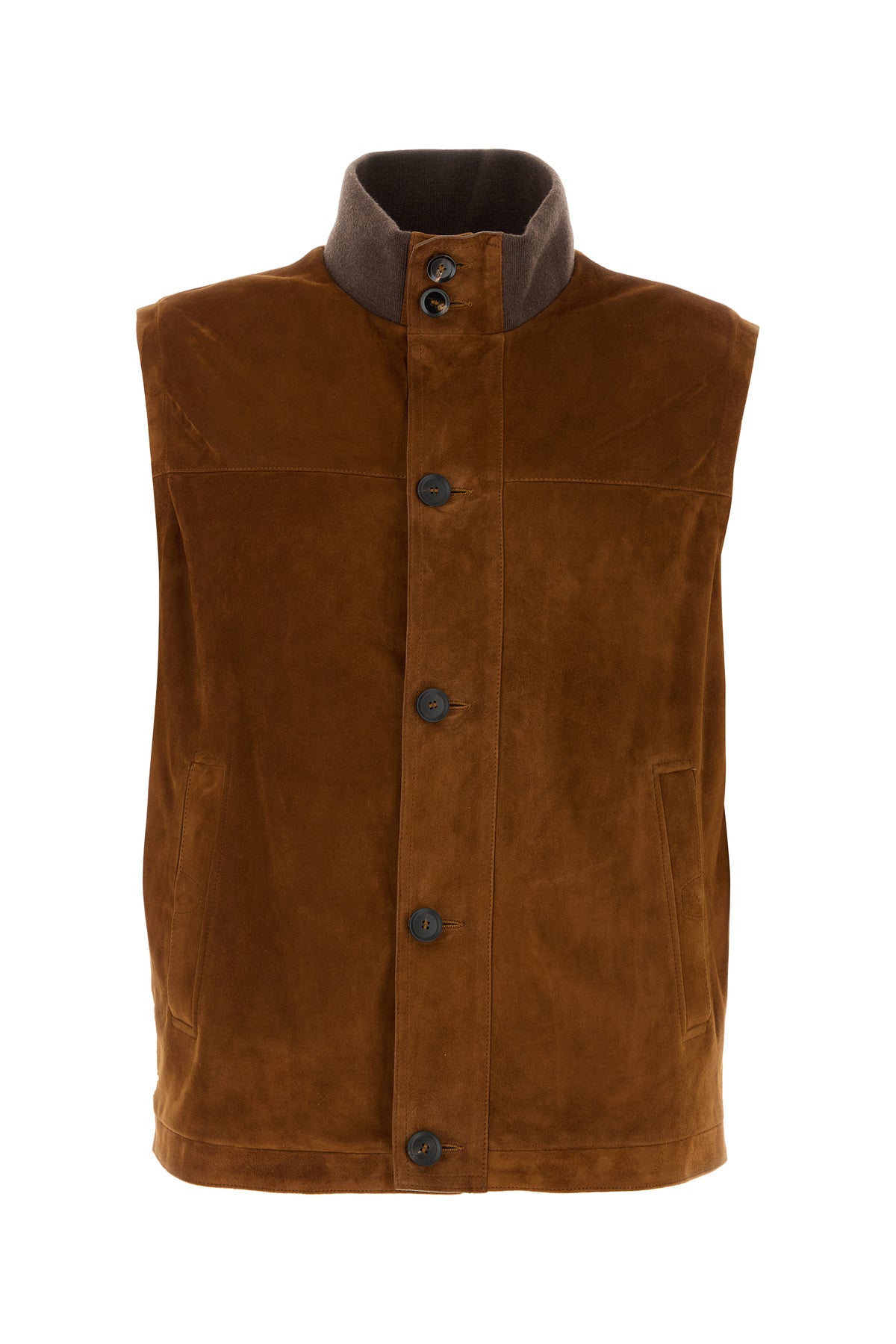 BRIONI Giacca in pelle scamosciata marrone