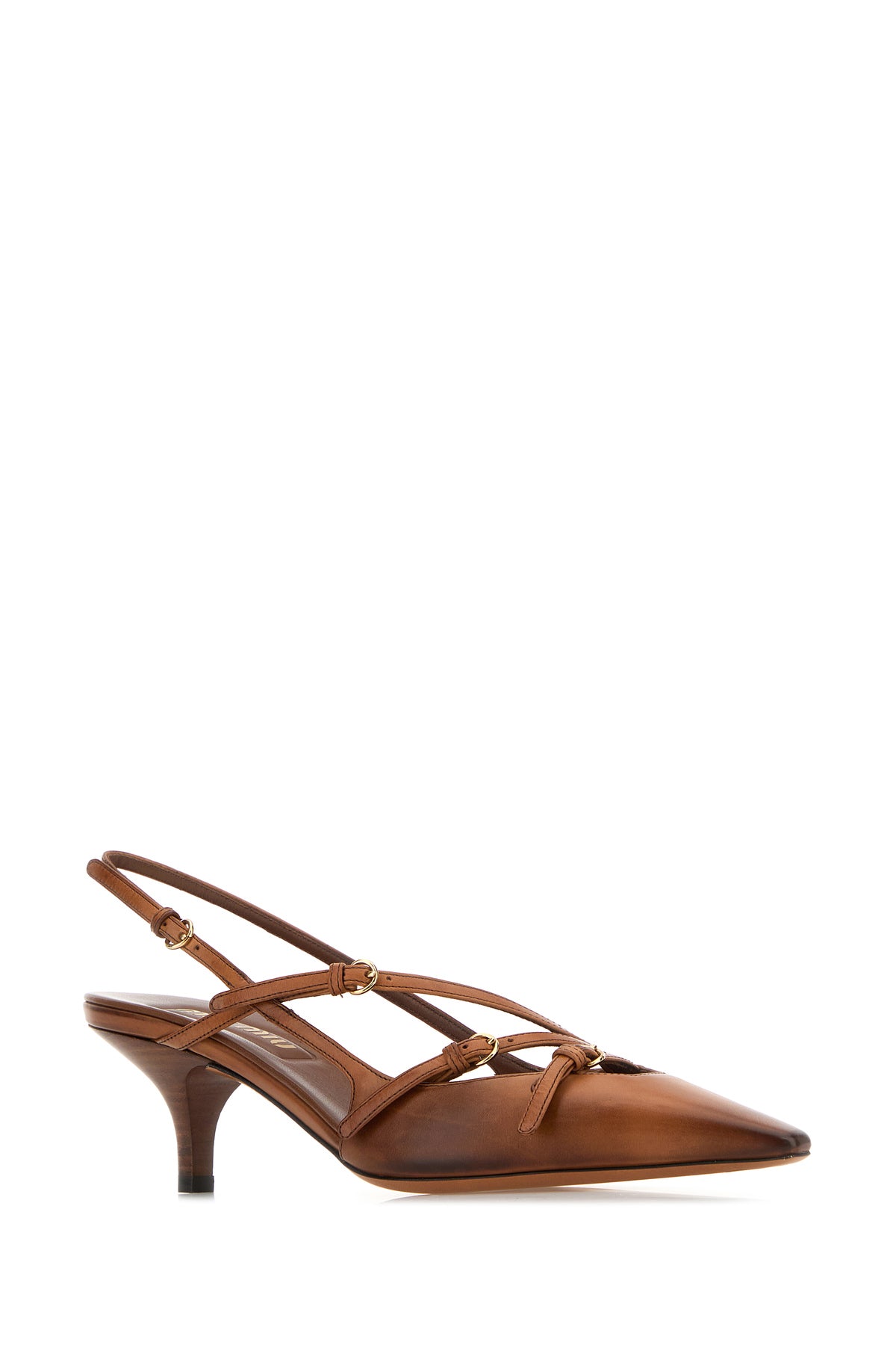 Miu Miu Scarpe con tacco in pelle cammello, view 2