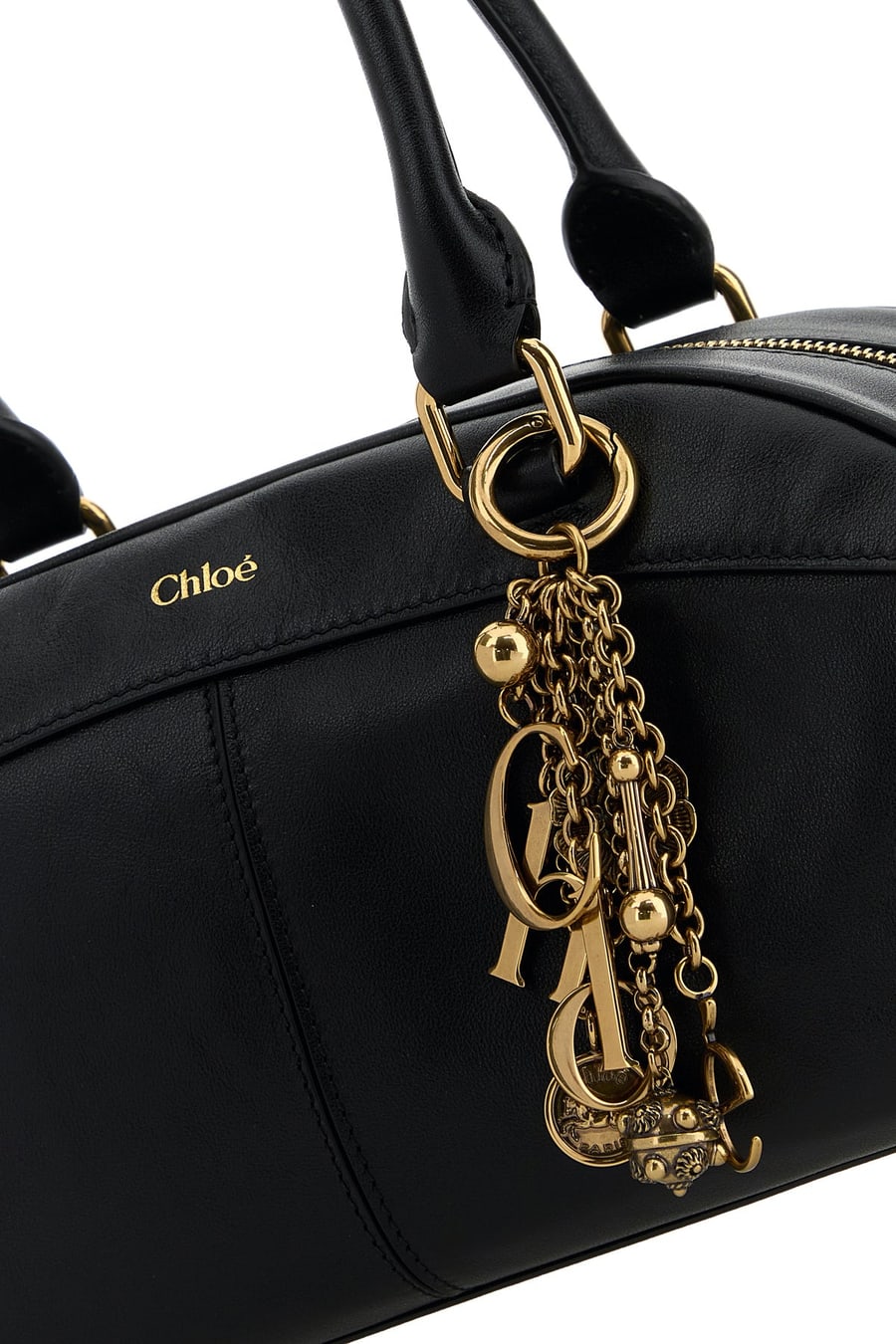 Chloé Borsa a mano Bowling in pelle nera, view 4