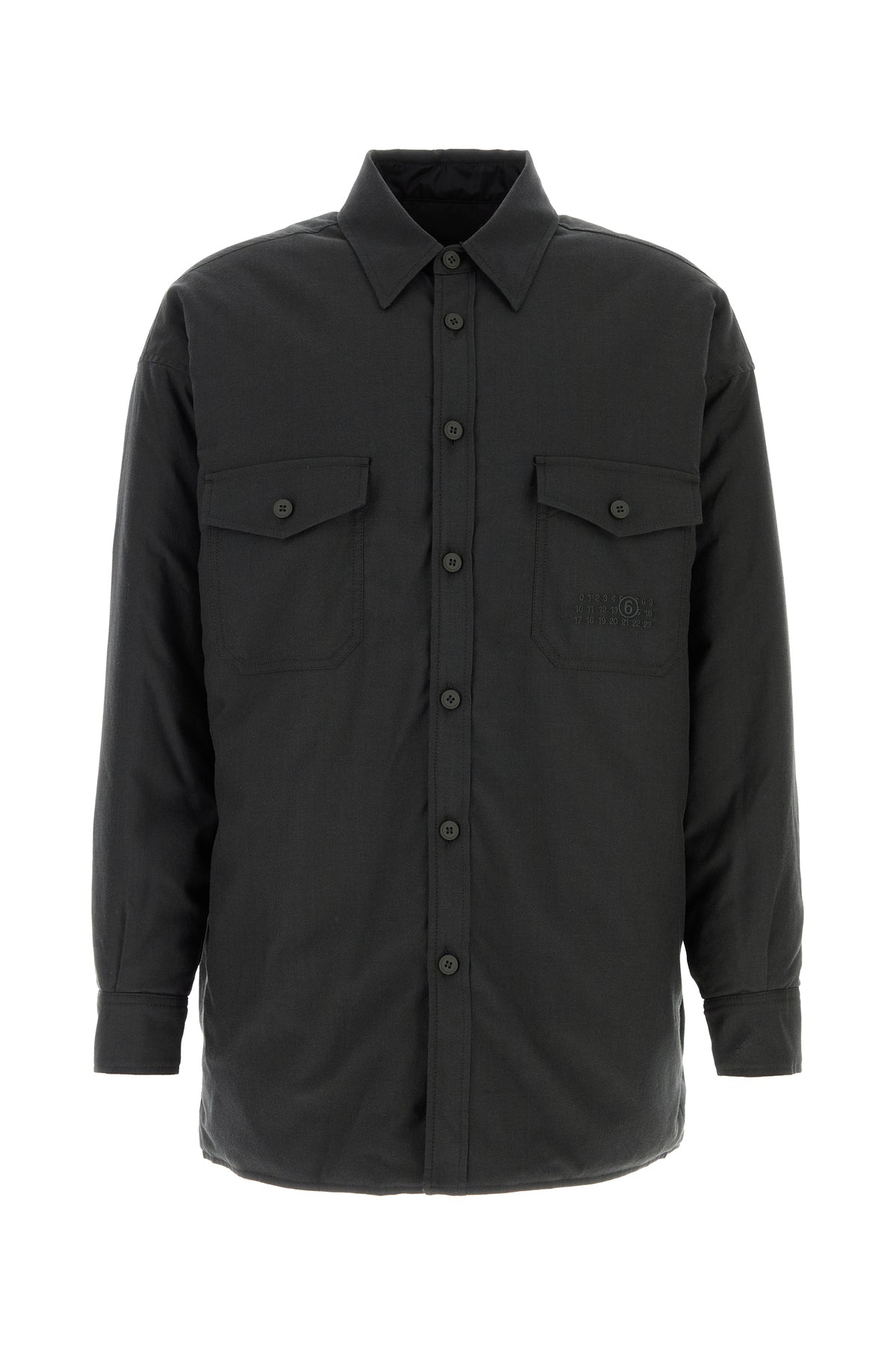 MM6 Maison Margiela Camicia reversibile grafite in cotone e lana