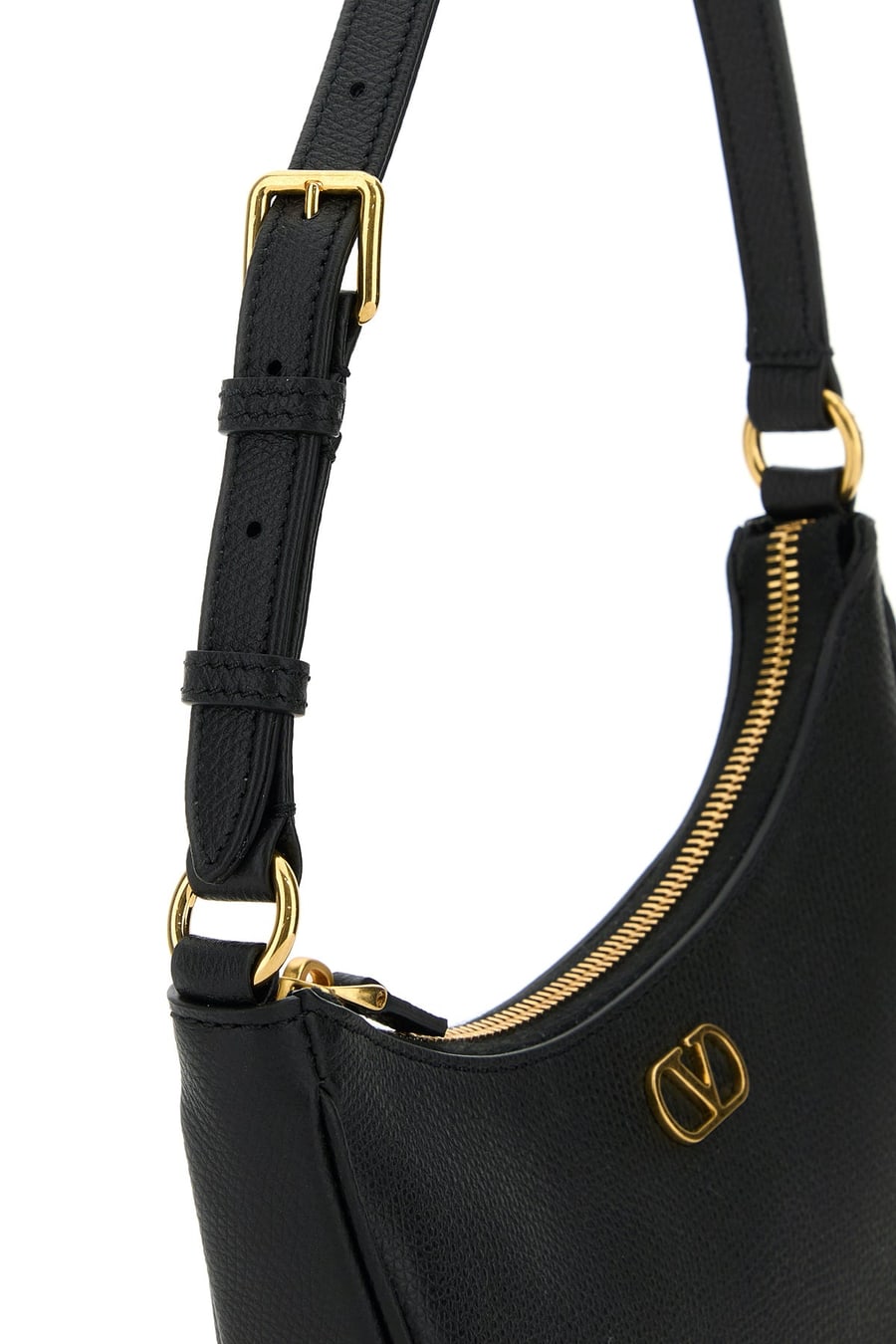 Valentino Garavani Borsa a spalla Vlogo mini in pelle nera, view 4