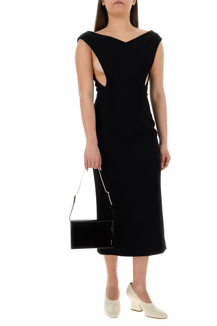 Jil Sander Borsa a spalla File piccola in pelle nera, view 5