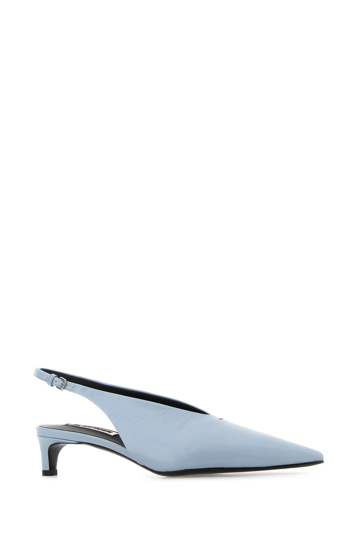 Jil Sander Scarpe con tacco in pelle azzurra, view 2