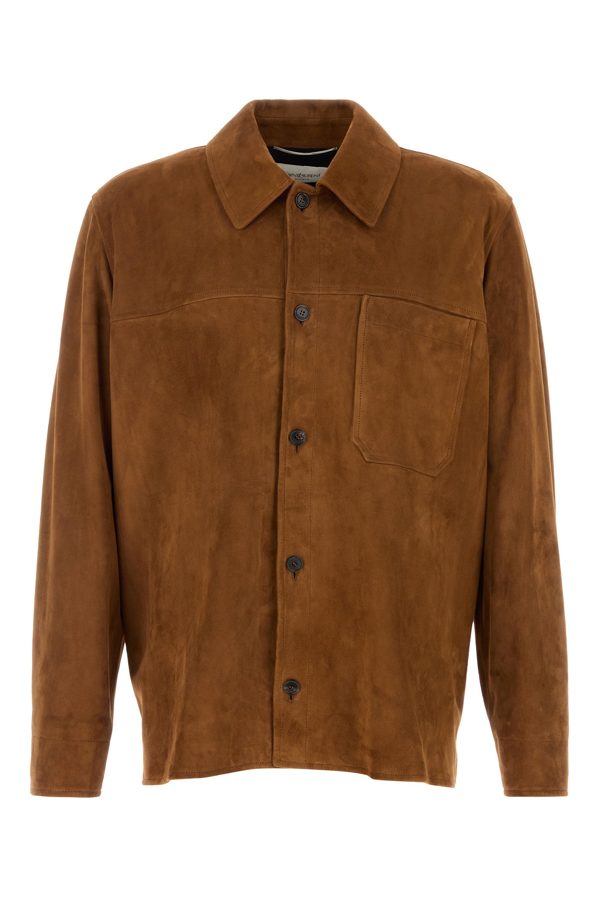 Saint Laurent Giacca in pelle scamosciata caramello