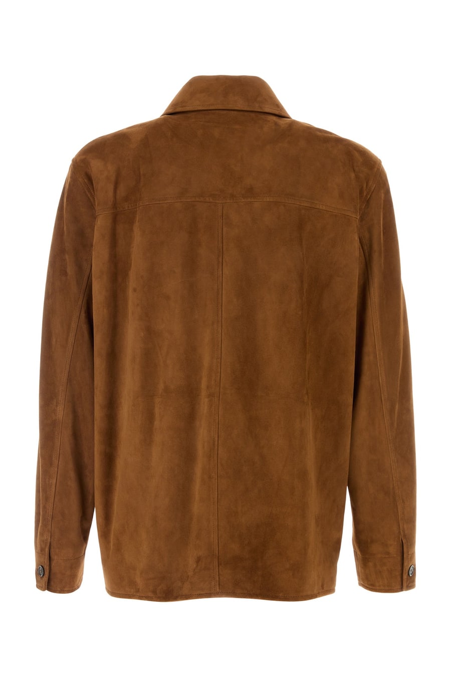 Saint Laurent Giacca in pelle scamosciata caramello, view 2