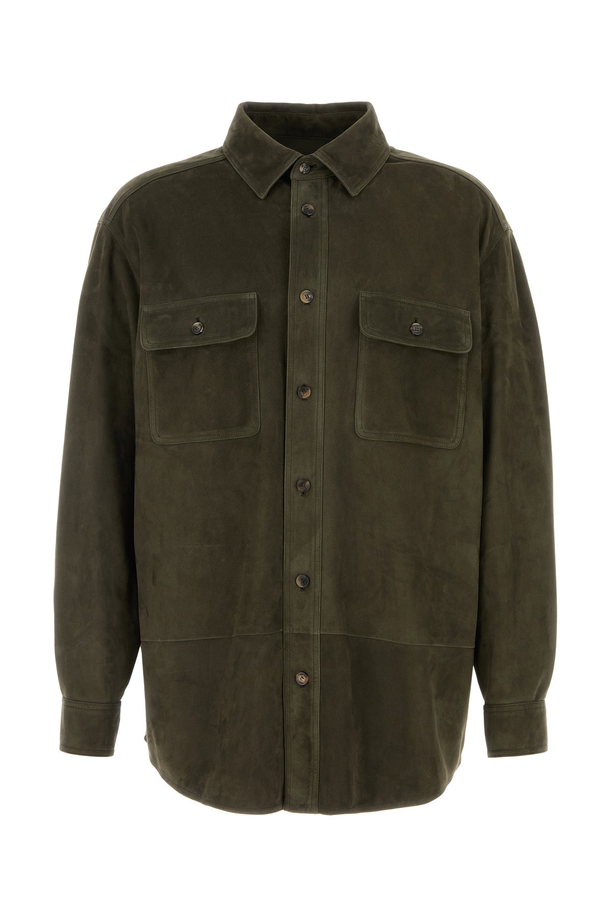 Loewe Camicia in pelle scamosciata kaki