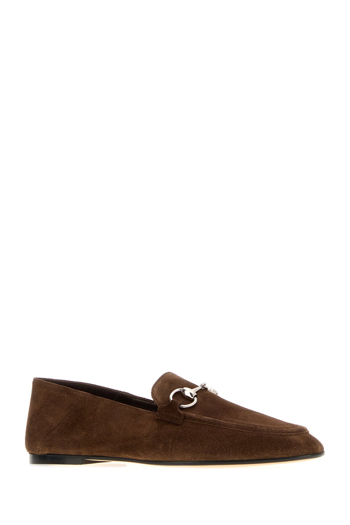 Gucci Mocassini Jordaan Soft in pelle scamosciata marrone, view 2