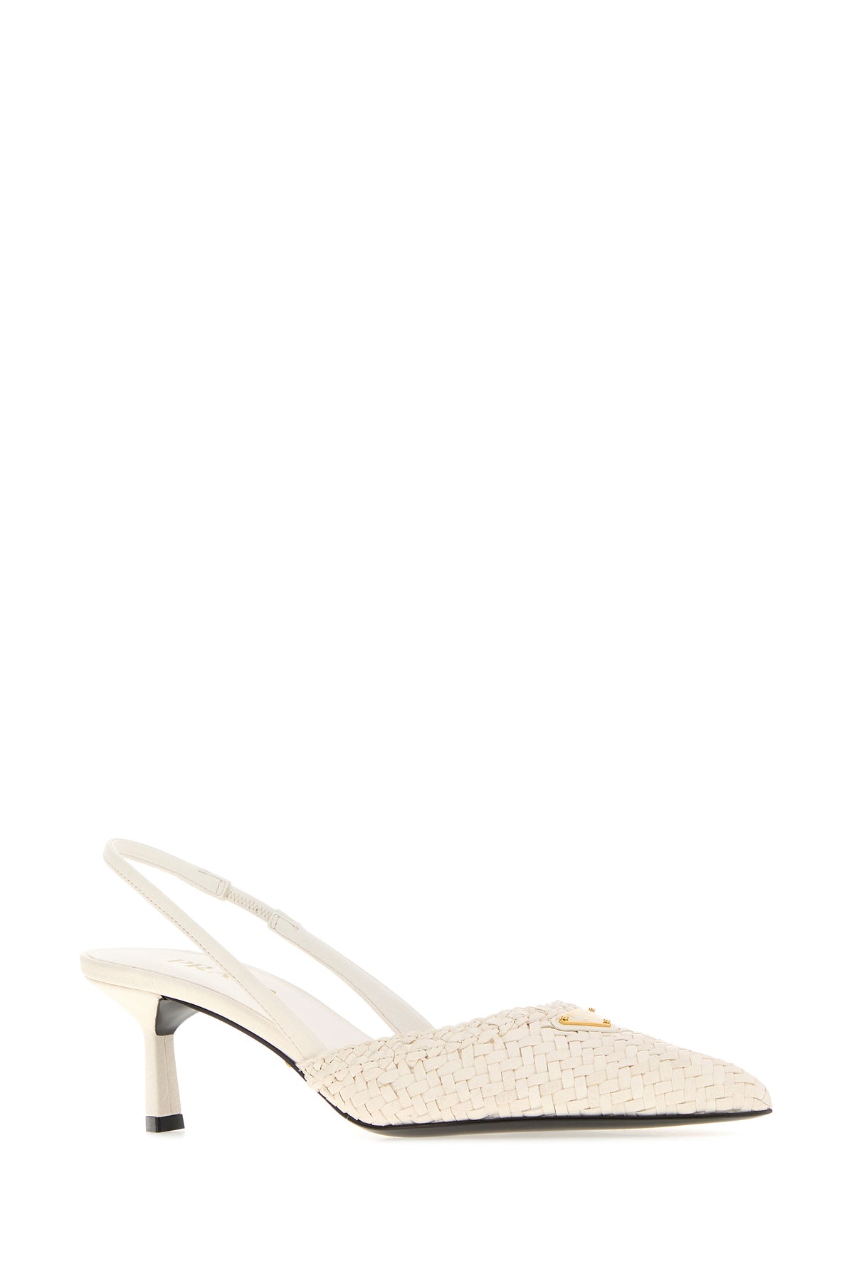 Prada Scarpe con tacco in pelle bianca, view 2