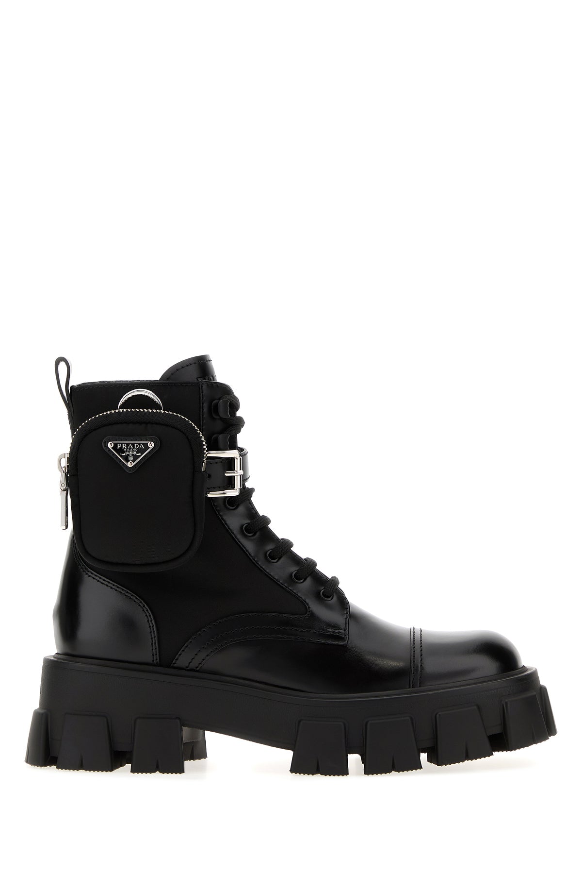 Prada Stivali in neri in pelle e Re-Nylon