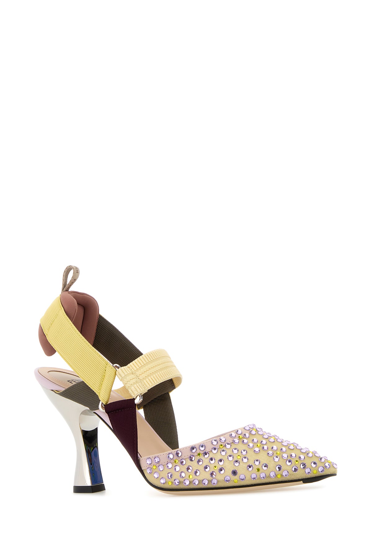 Fendi Scarpe con tacco Colibrì multicolor in rete e tessuto, view 2