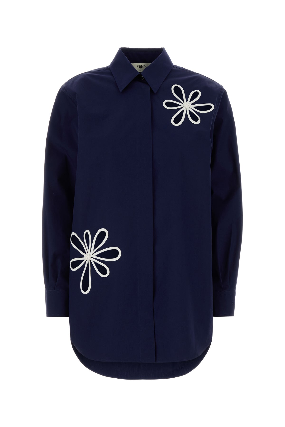 Fendi Camicia in popeline blu navy