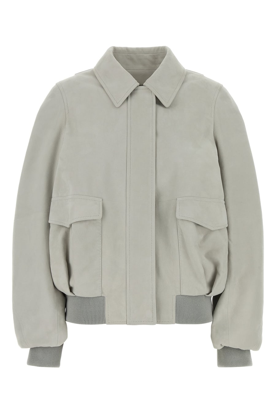 Loewe Giacca in pelle scamosciata gesso