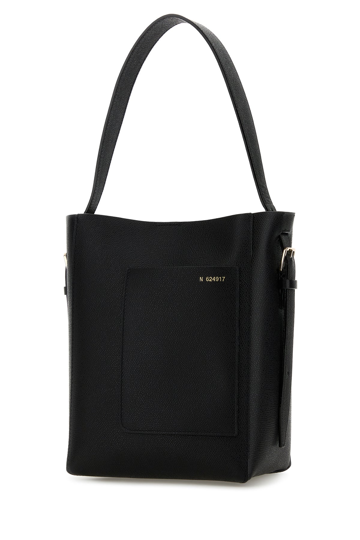 VALEXTRA Borsa a secchiello Soft piccola in pelle nera, view 2