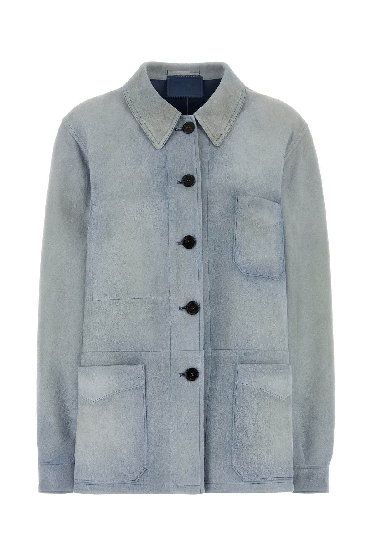 Prada Giacca in pelle scamosciata azzurra