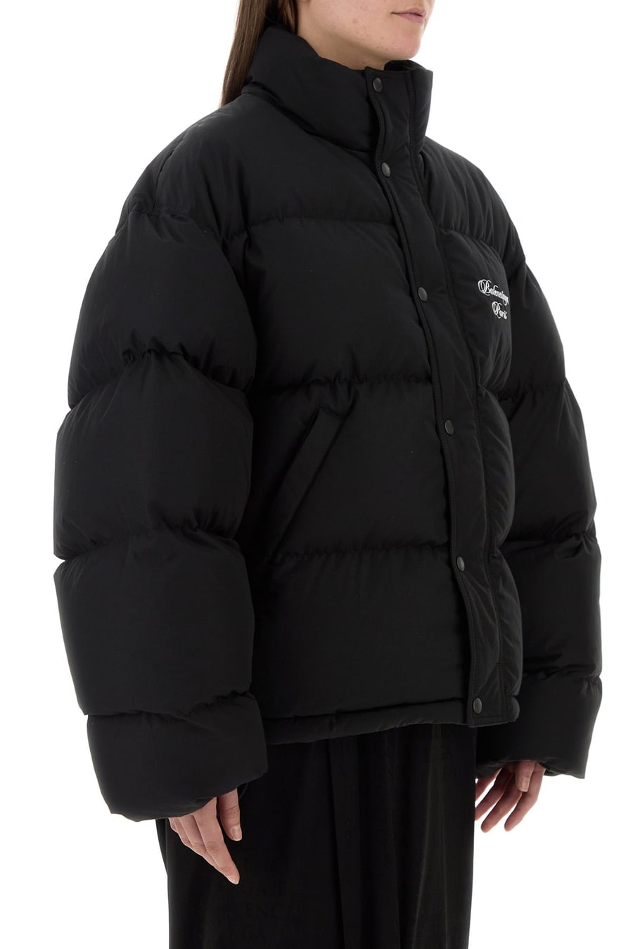 Balenciaga Piumino in misto cotone nero, view 3
