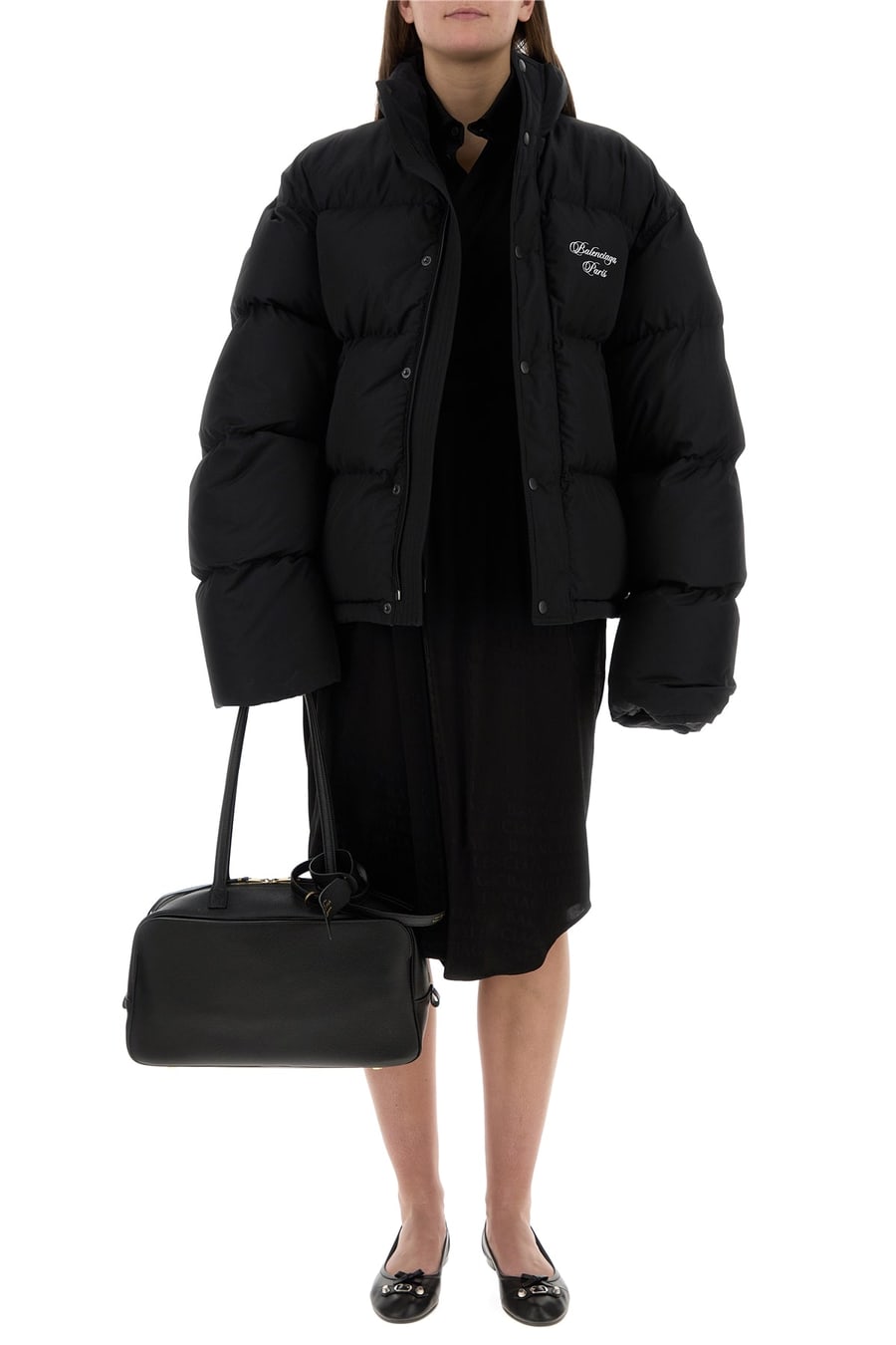 Balenciaga Piumino in misto cotone nero, view 6