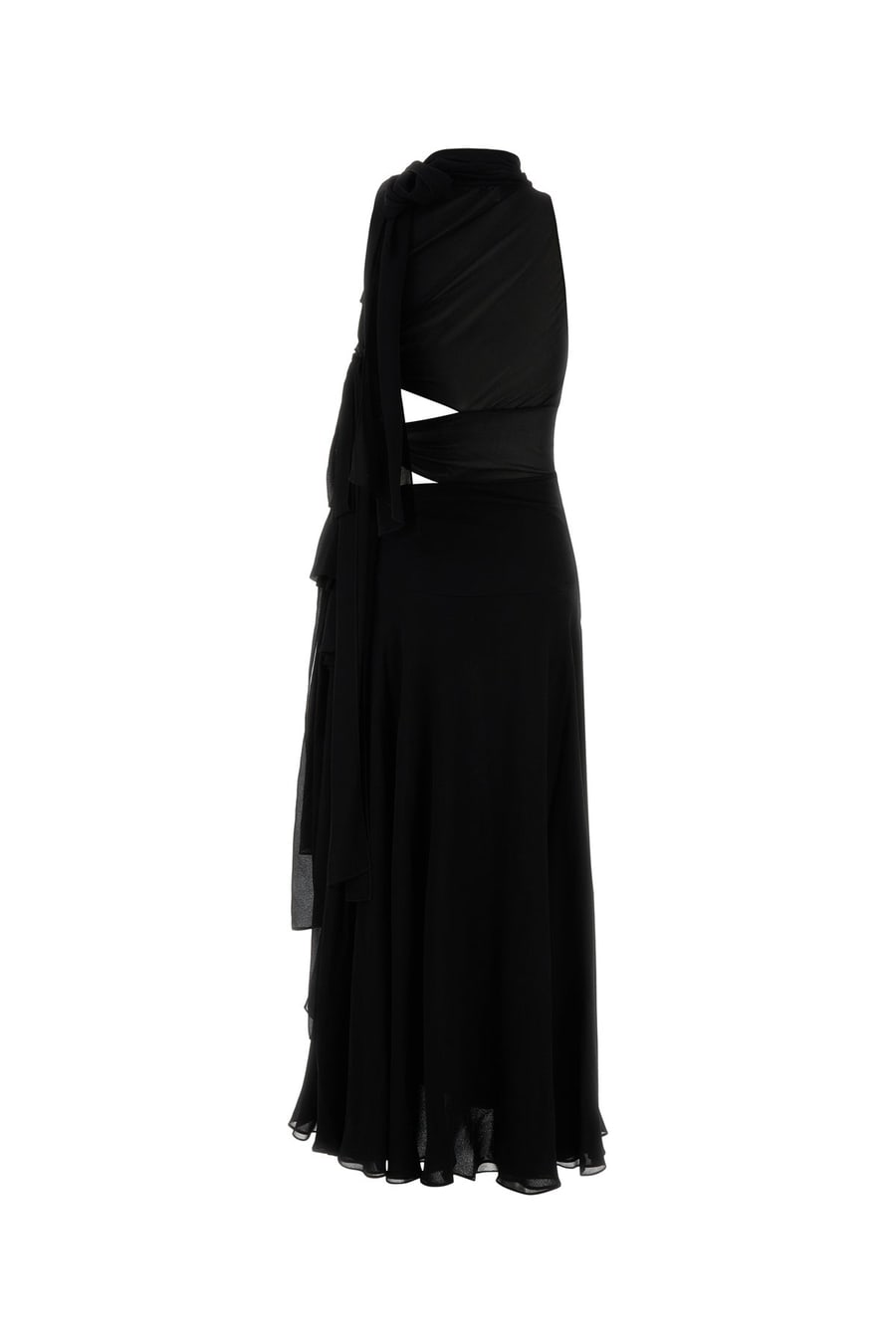 Alaïa Abito lungo in georgette nera, view 2