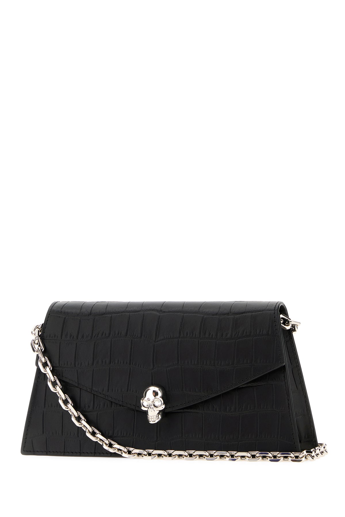 Alexander McQueen Borsa a tracolla Skull mini in pelle nera, view 2