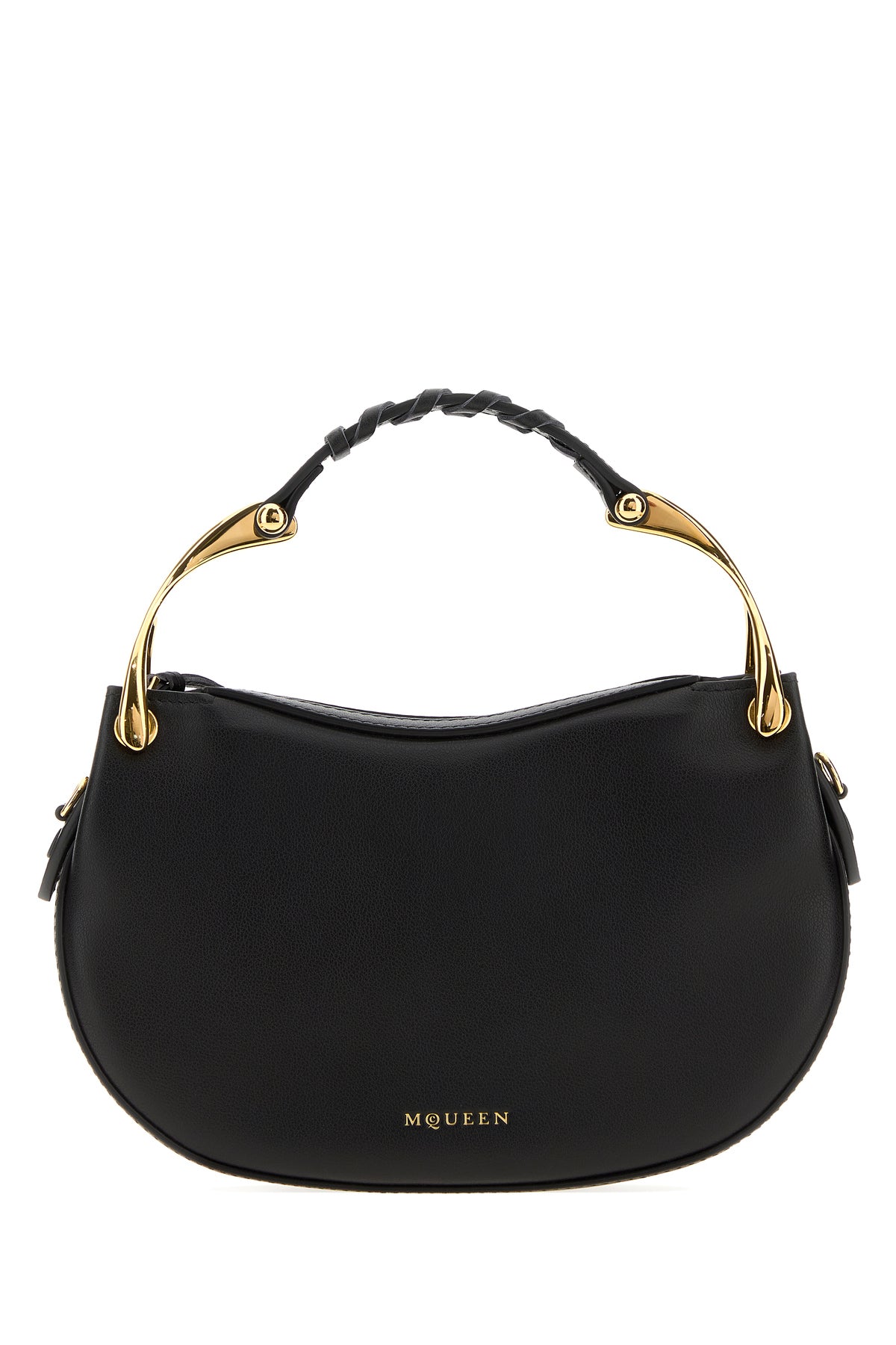 Alexander McQueen Borsa a mano Wishbone mini in pelle nera