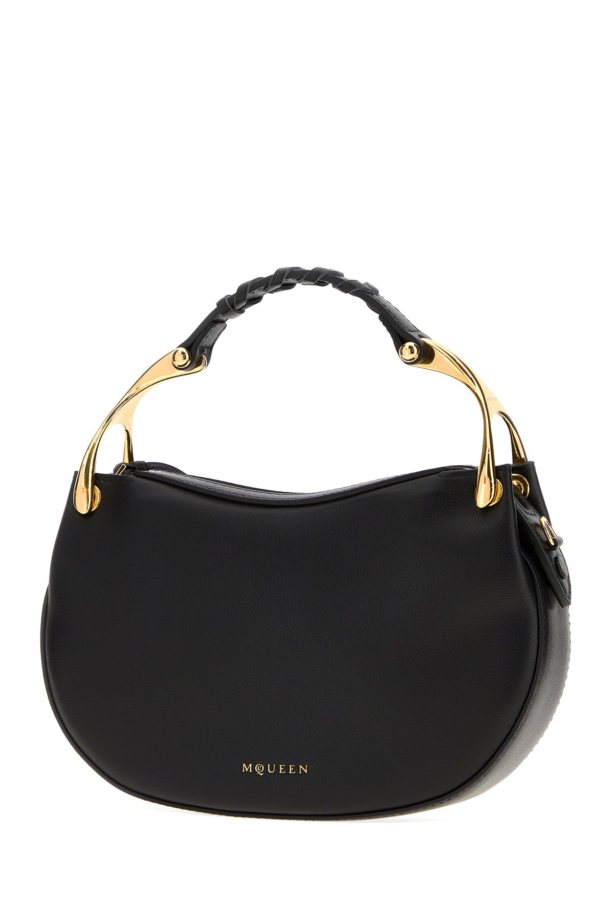 Alexander McQueen Borsa a mano Wishbone mini in pelle nera, view 2