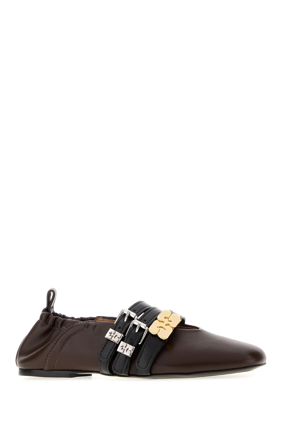 Ganni Ballerine in similpelle cioccolato, view 2