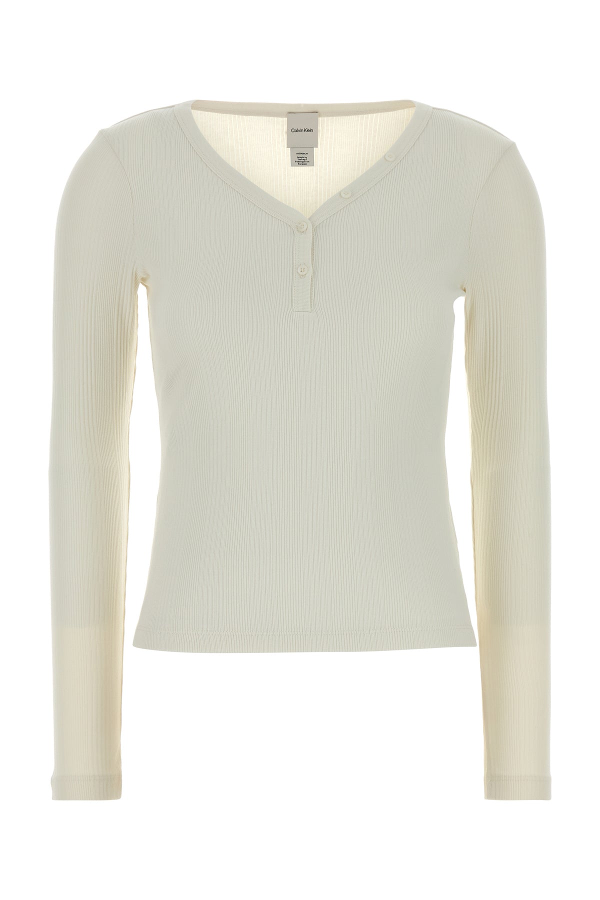 CALVIN KLEIN T-shirt in cotone stretch avorio