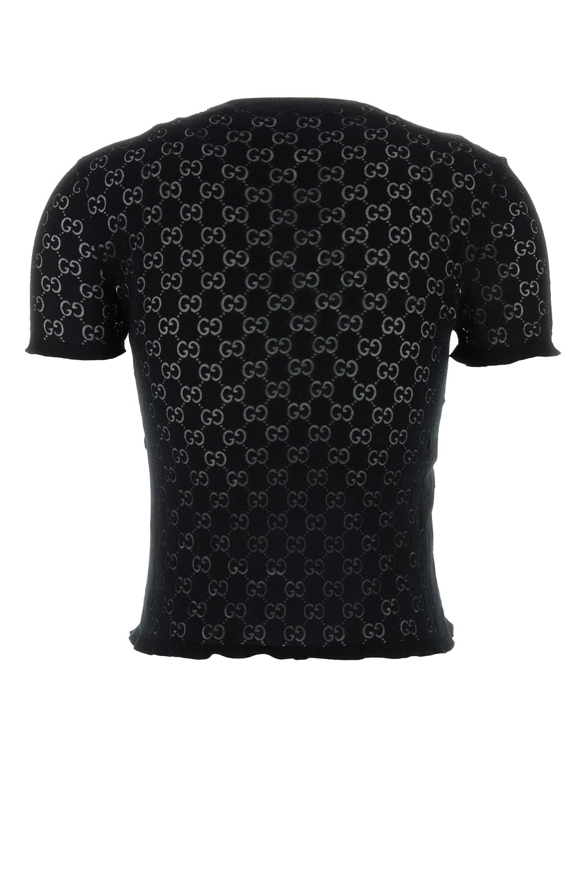 Gucci T-shirt in misto cotone GG nero, view 2