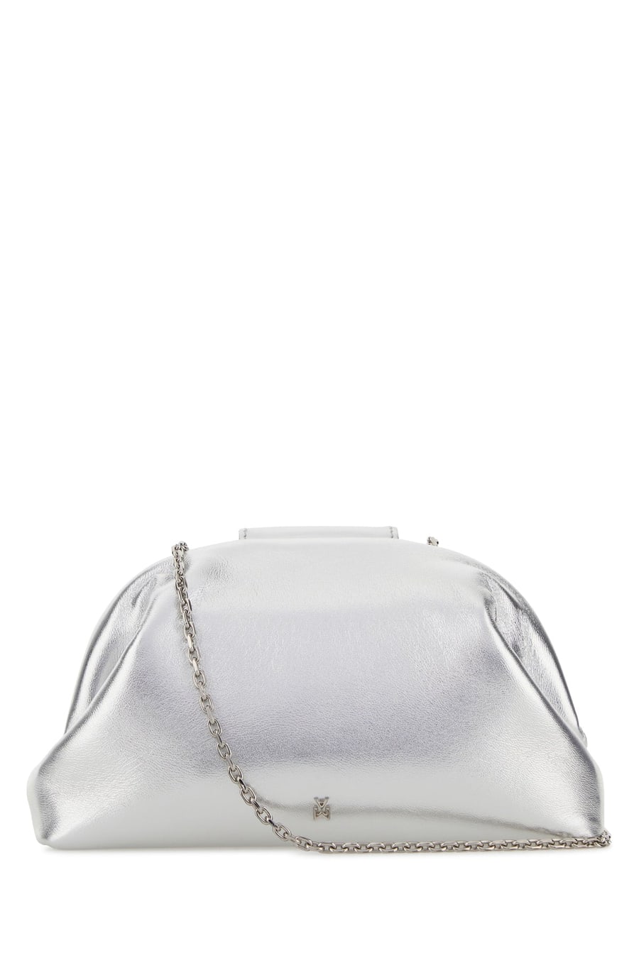 Amina Muaddi Clutch Camelia in pelle argento, view 3