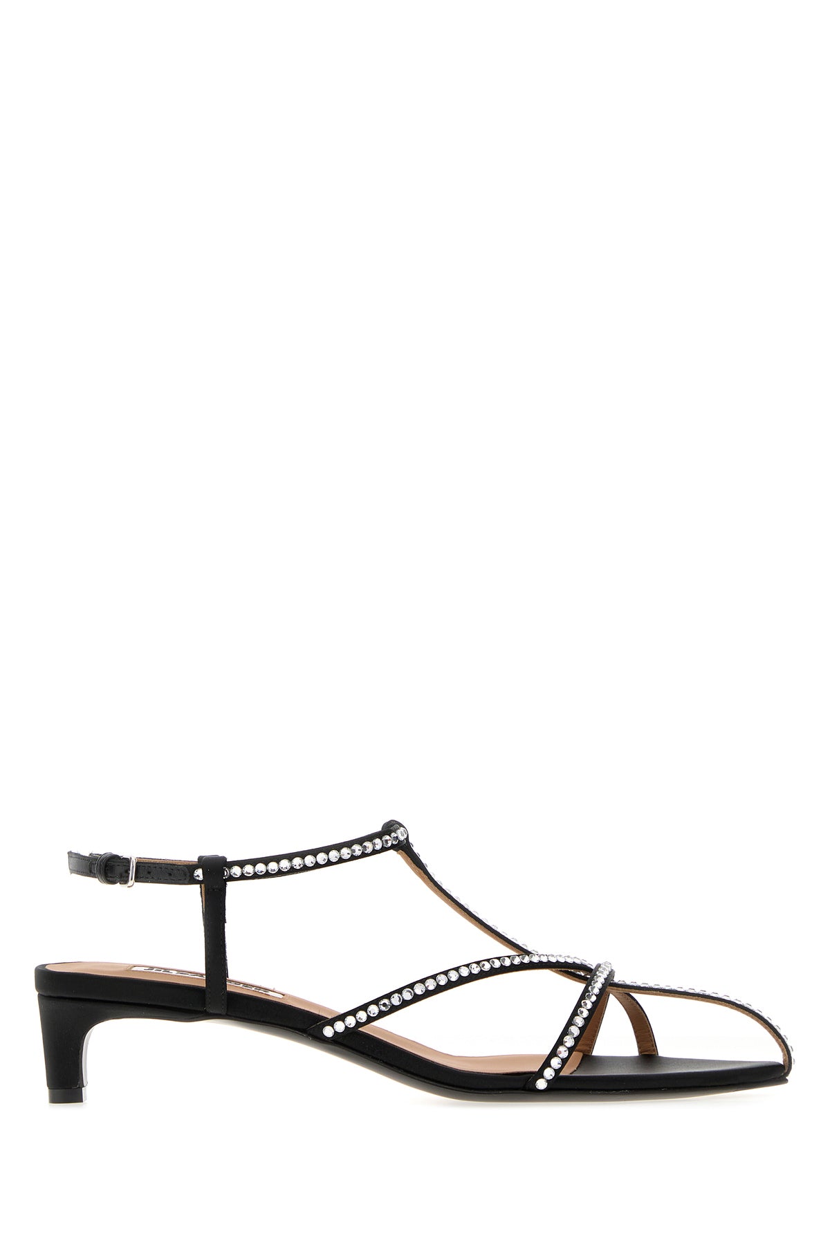 Jil Sander Sandali Cage in raso nero