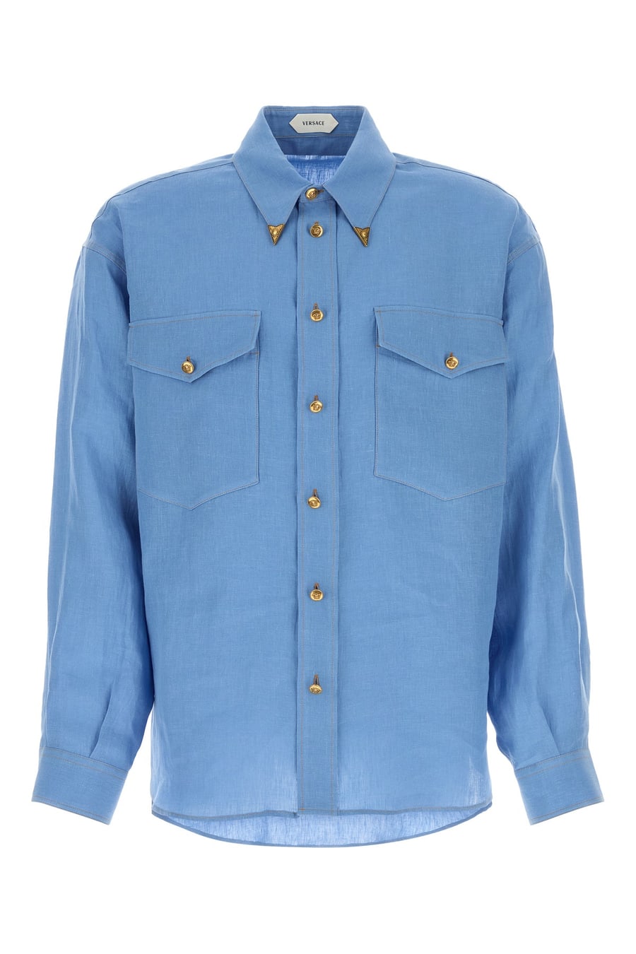 Versace Camicia in lino azzurro