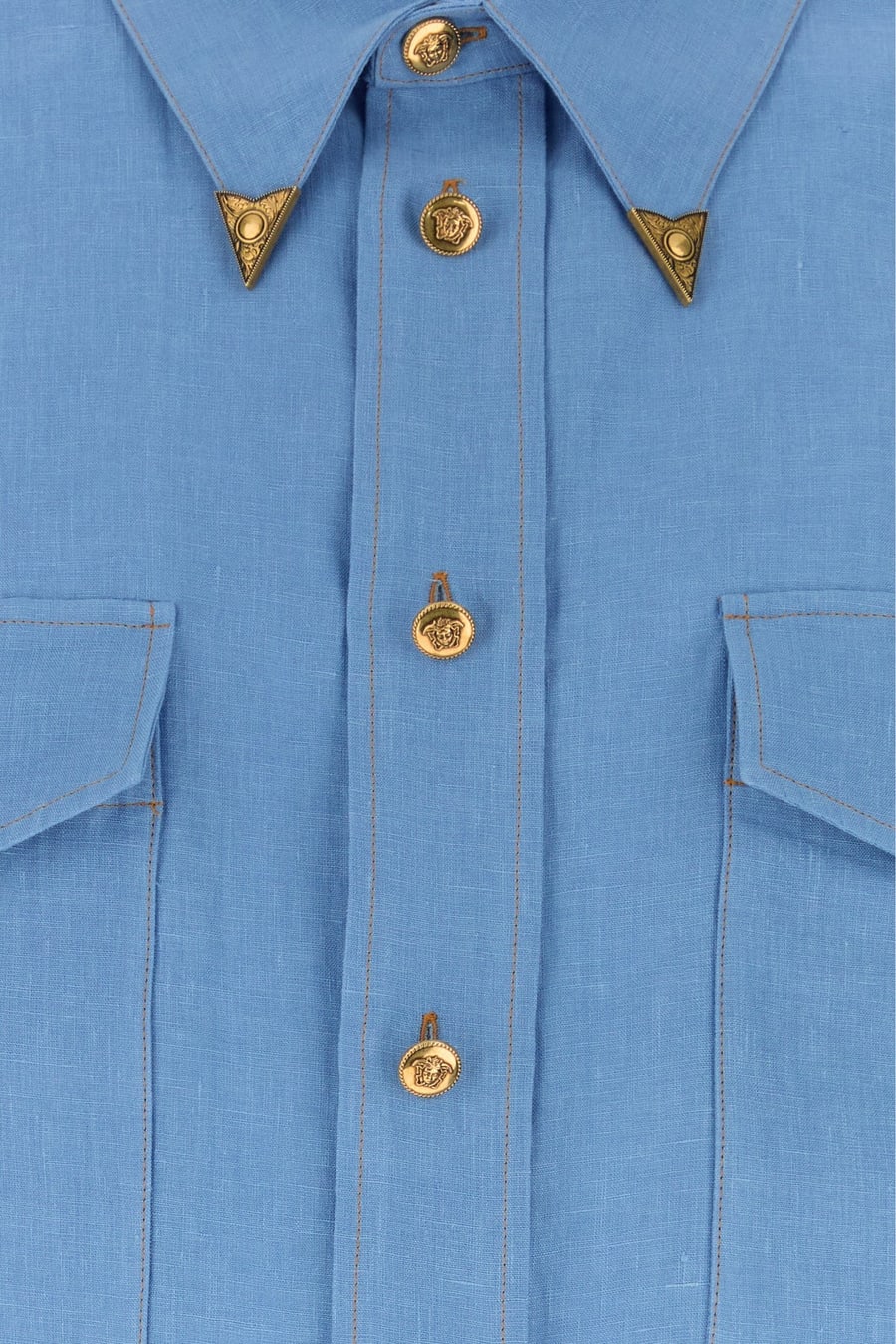 Versace Camicia in lino azzurro, view 3