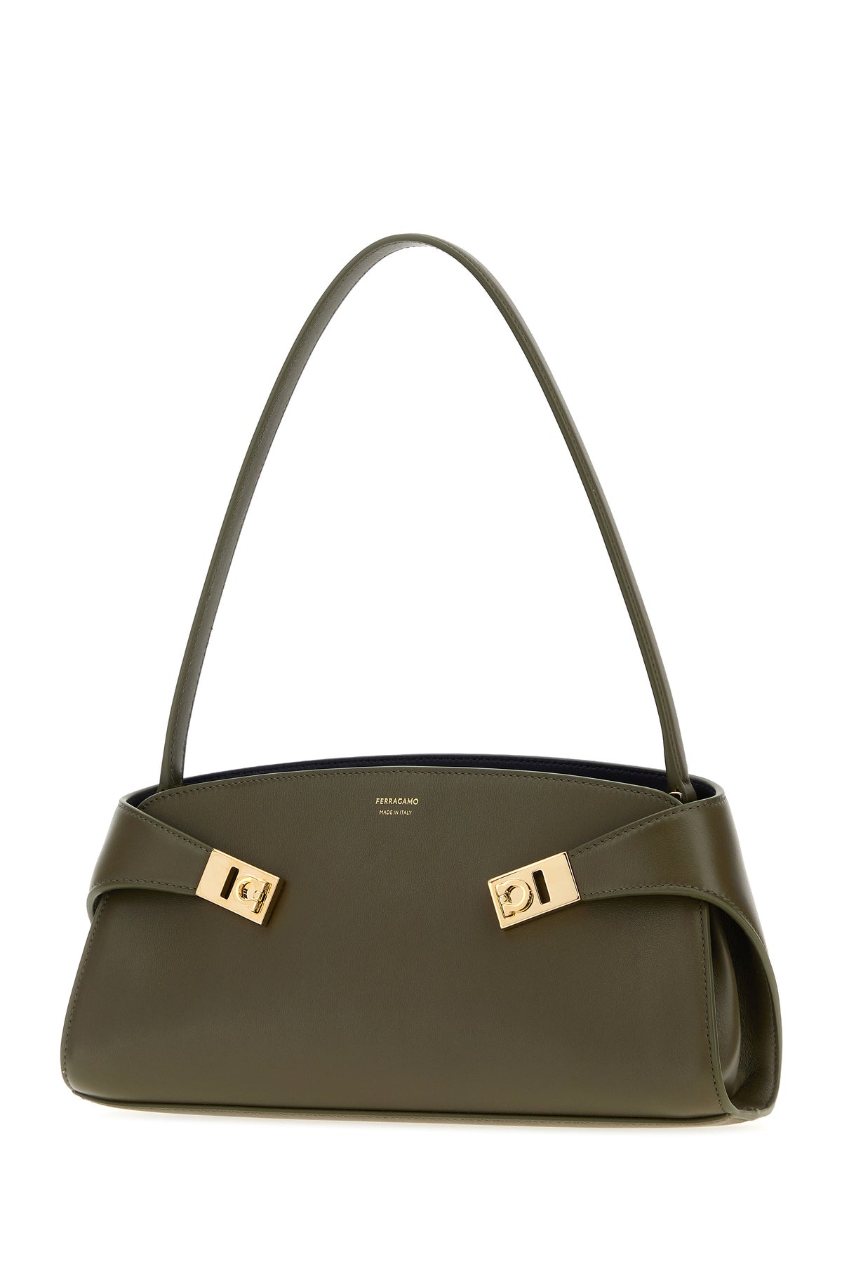 Ferragamo Borsa a spalla Hug in pelle verde oliva, view 2