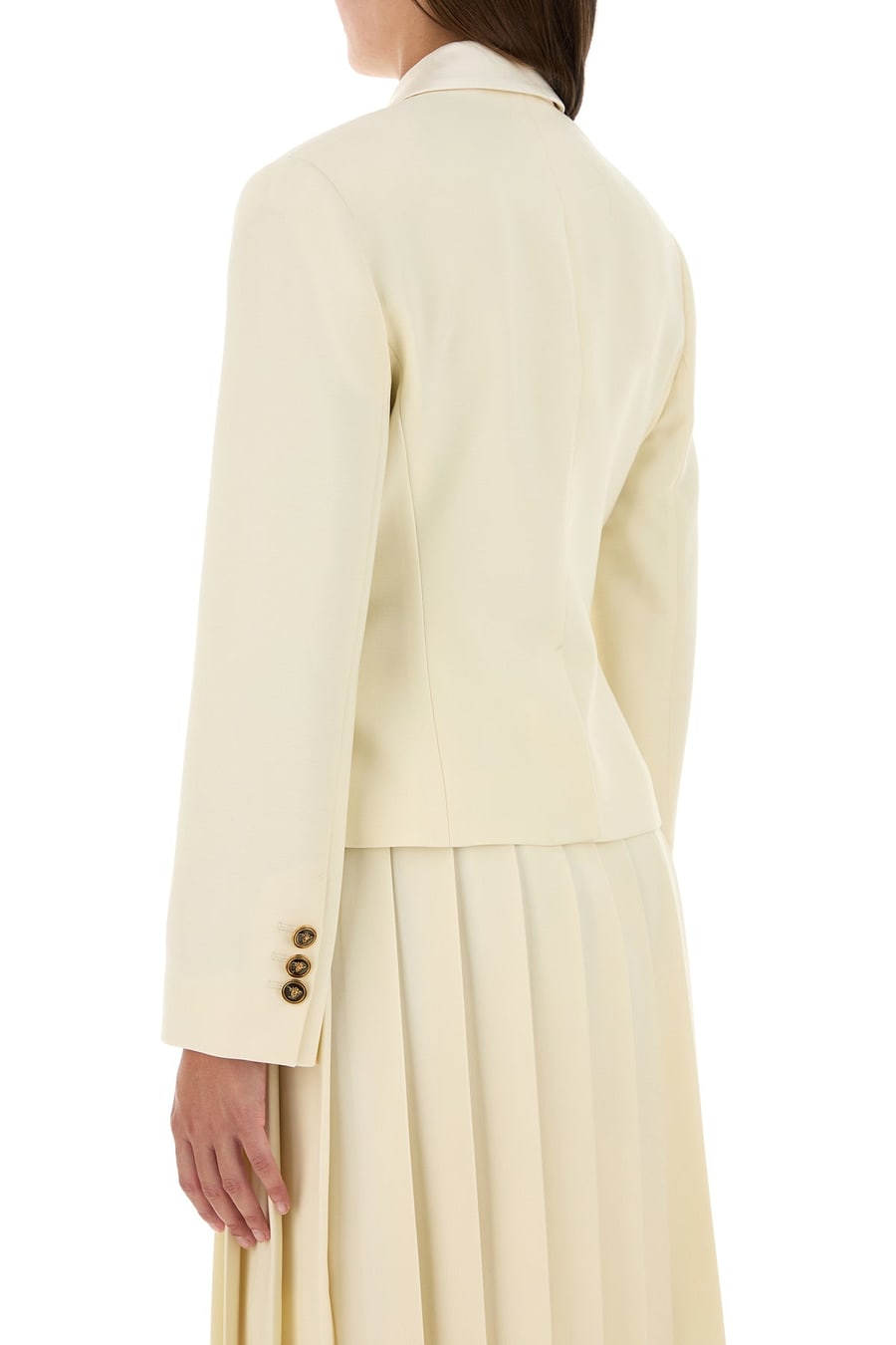 Versace Giacca in lana stretch avorio, view 4