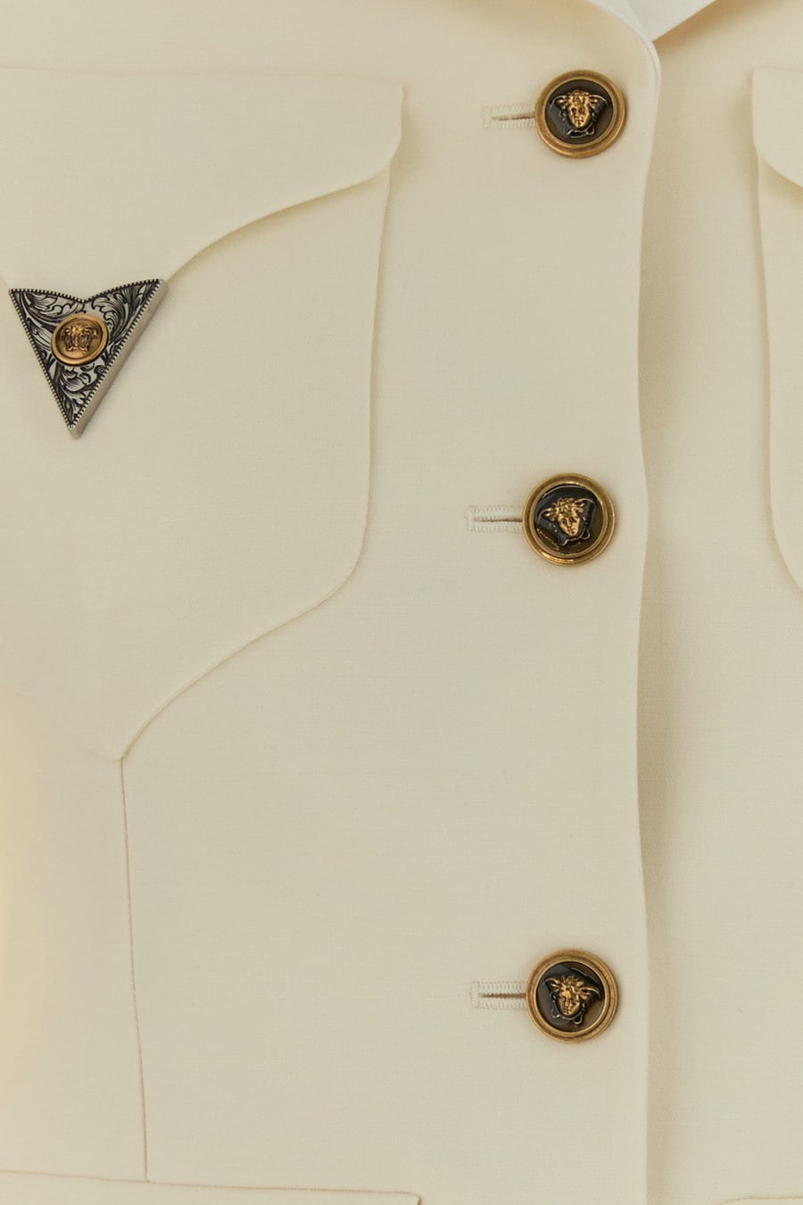 Versace Giacca in lana stretch avorio, view 5