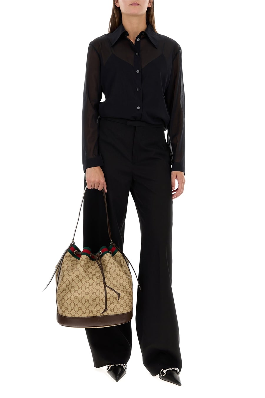 Gucci Borsa a secchiello in tela GG, view 5