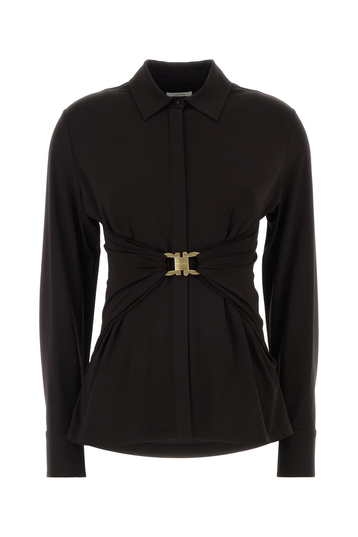 Ferragamo Camicia in viscosa stretch testa di moro
