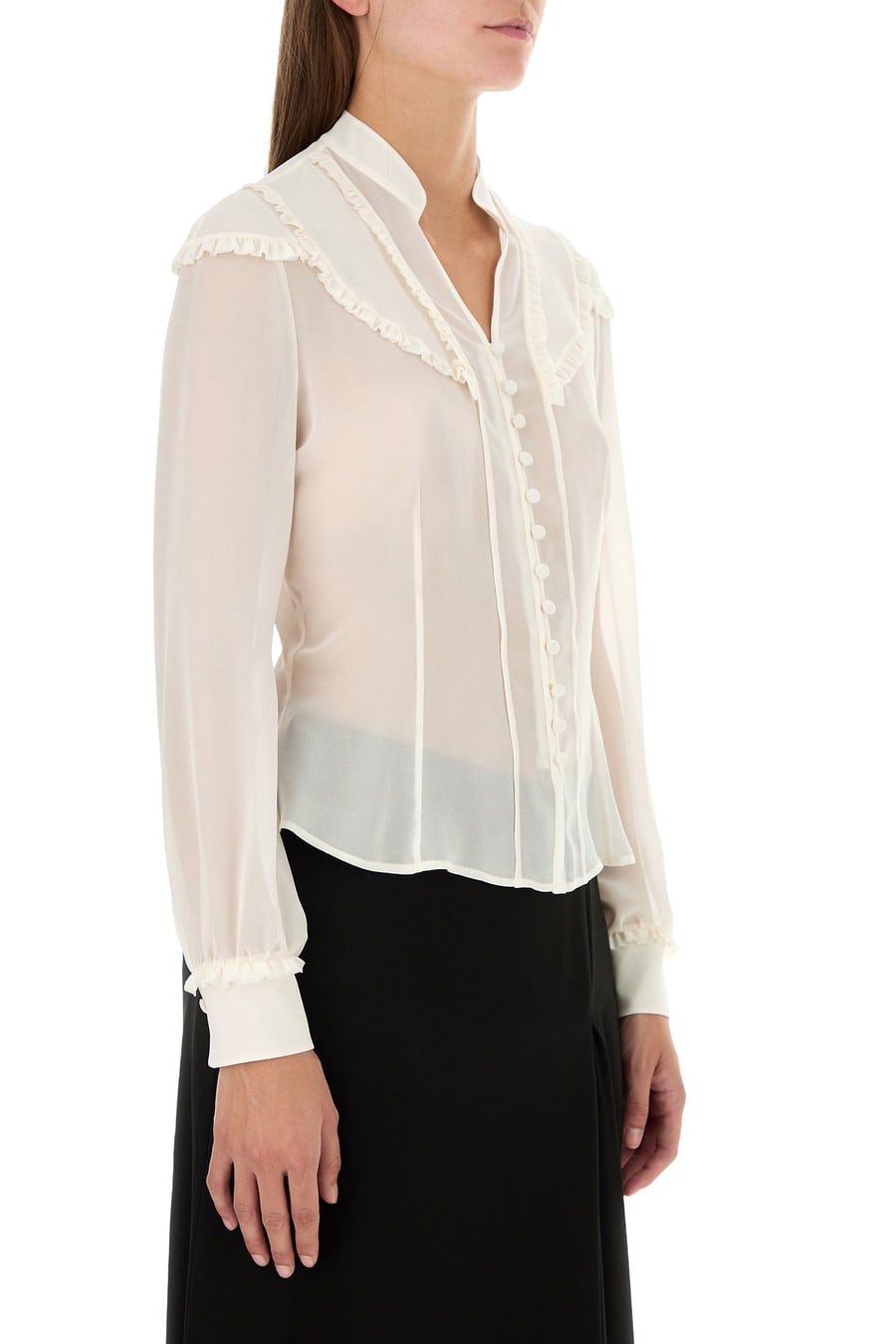Alexander McQueen Camicia in chiffon bianco, view 3