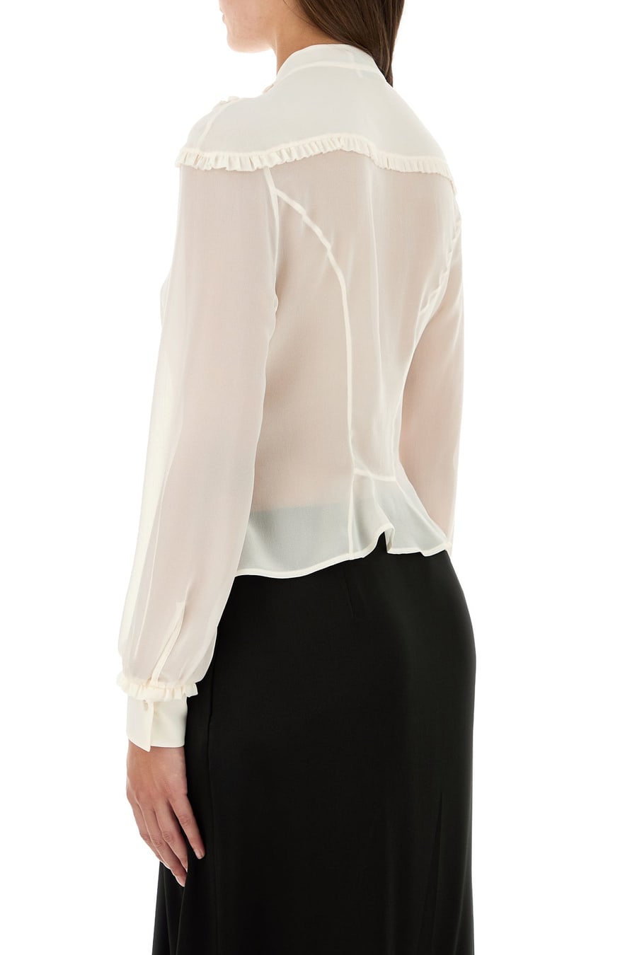 Alexander McQueen Camicia in chiffon bianco, view 4