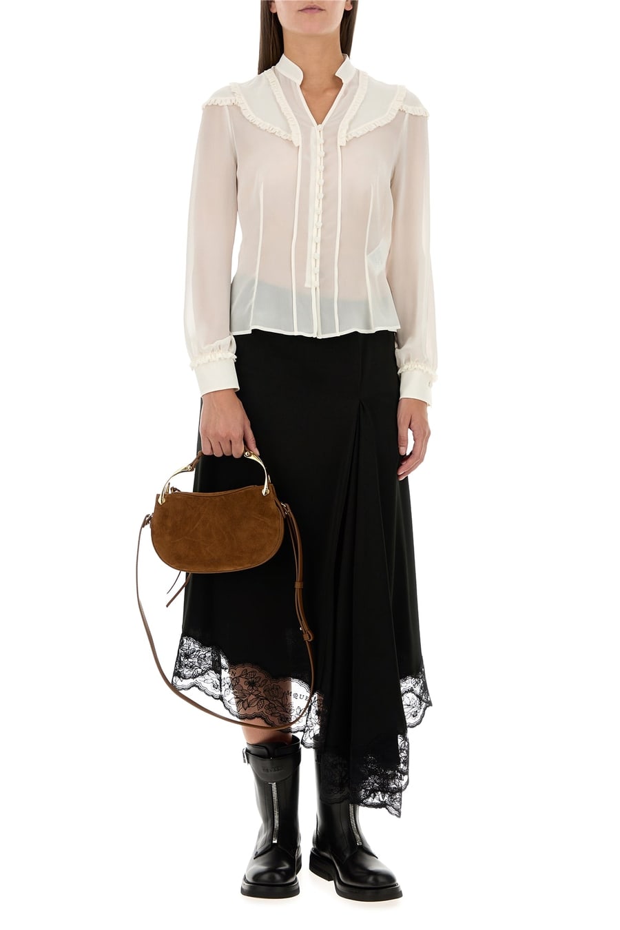 Alexander McQueen Camicia in chiffon bianco, view 6
