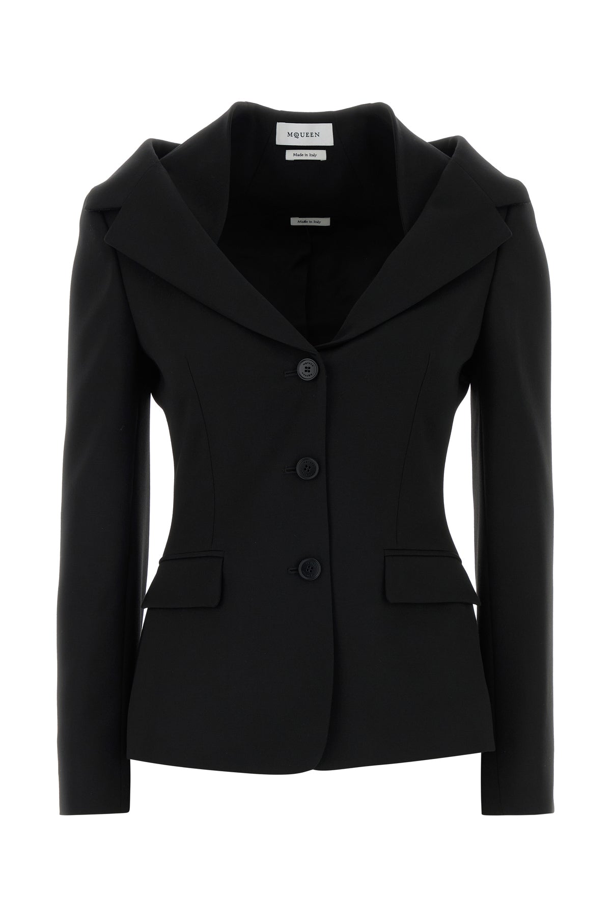 Alexander McQueen Giacca in grain de poudre nero