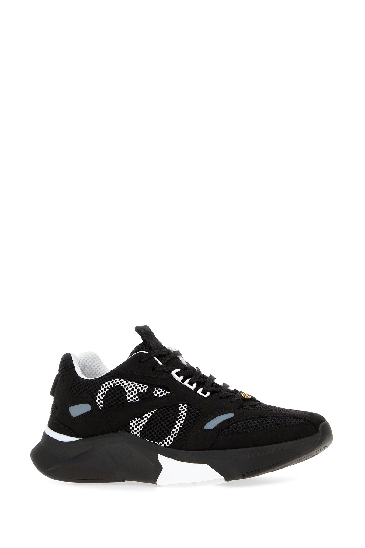 Valentino Garavani Sneakers Demivee nere in pelle scamosciata e rete, view 2
