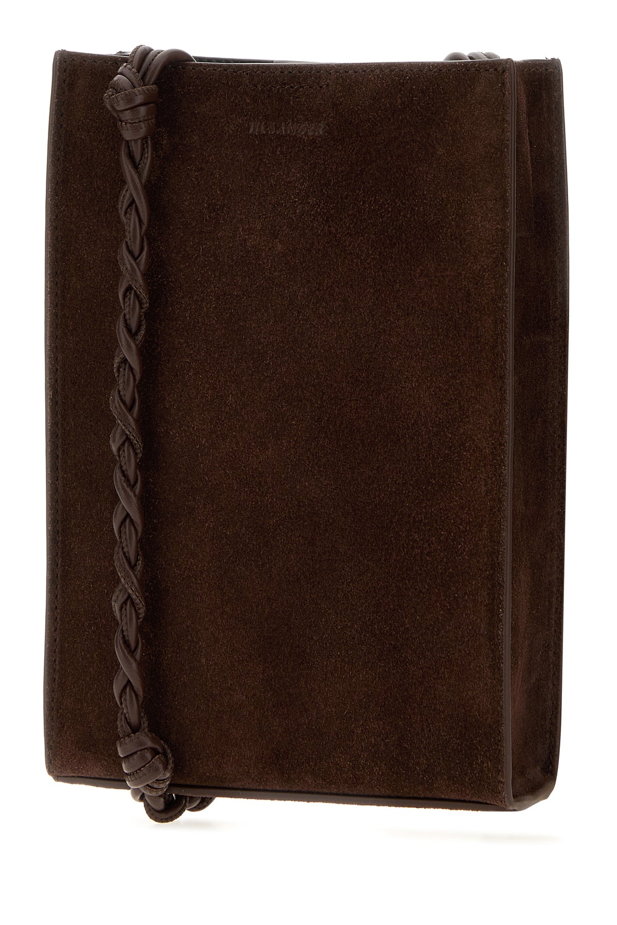 Jil Sander Borsa a spalla Tangle piccola in pelle scamosciata marrone, view 2